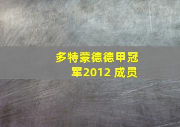 多特蒙德德甲冠军2012 成员